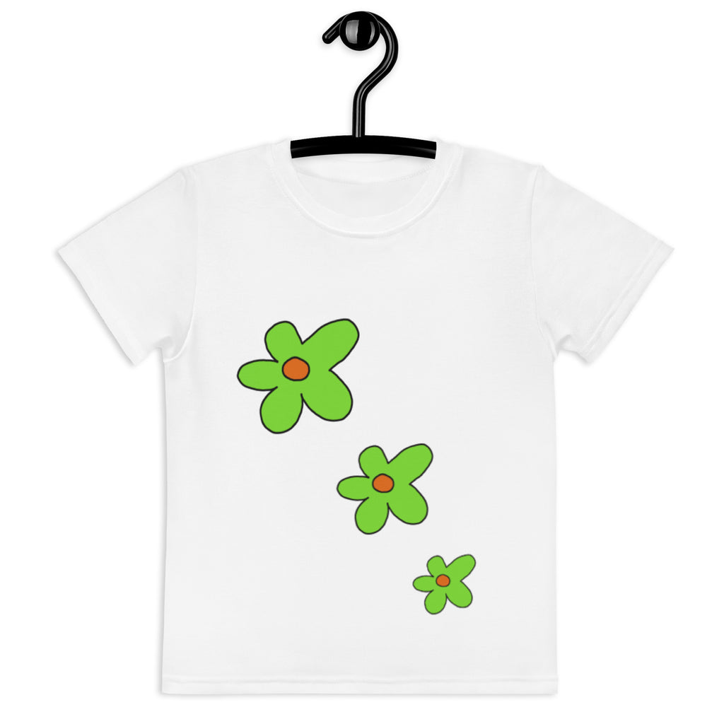 Kids crew neck t-shirt - Green Flower