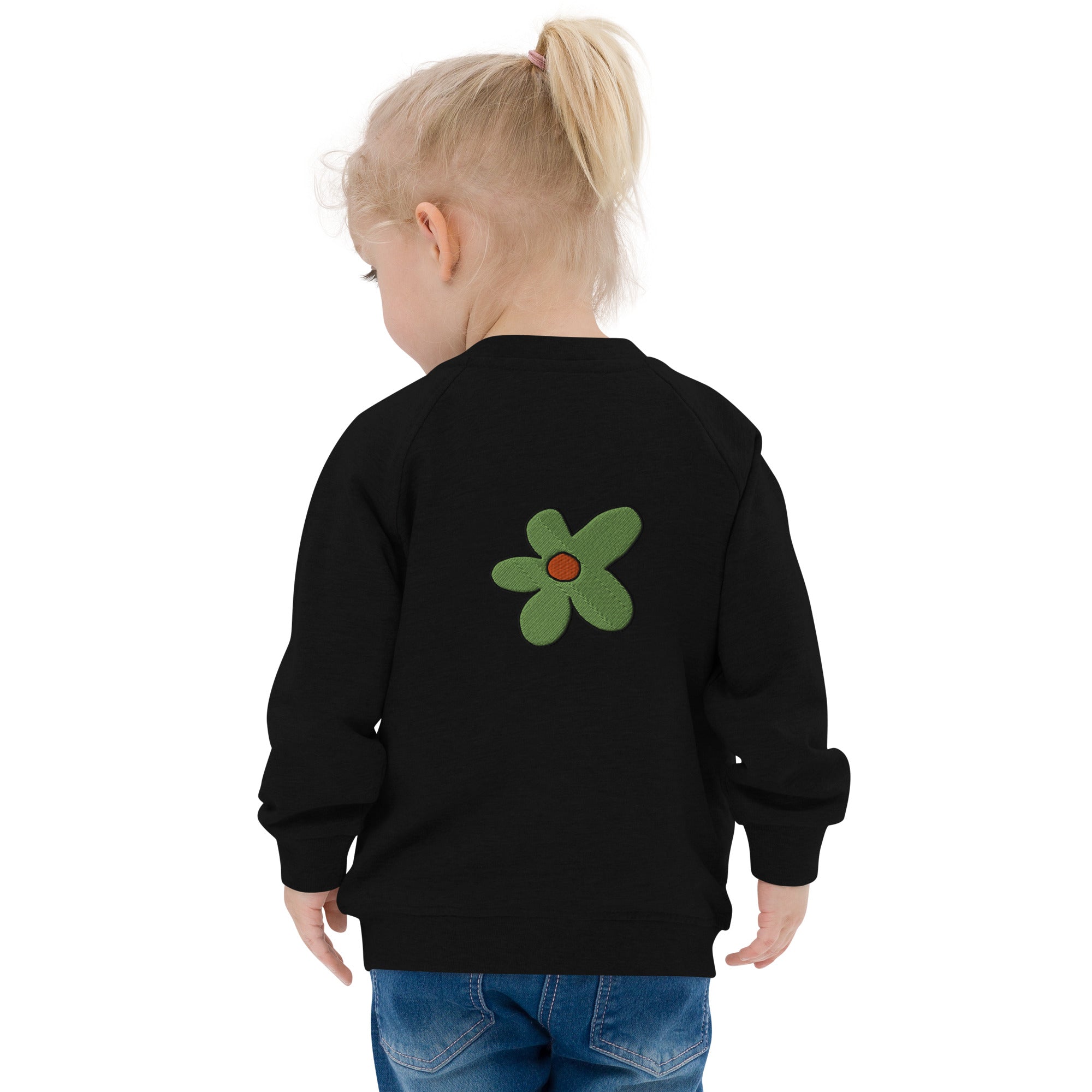 Baby Organic Bomber Jacket. -Green Flower