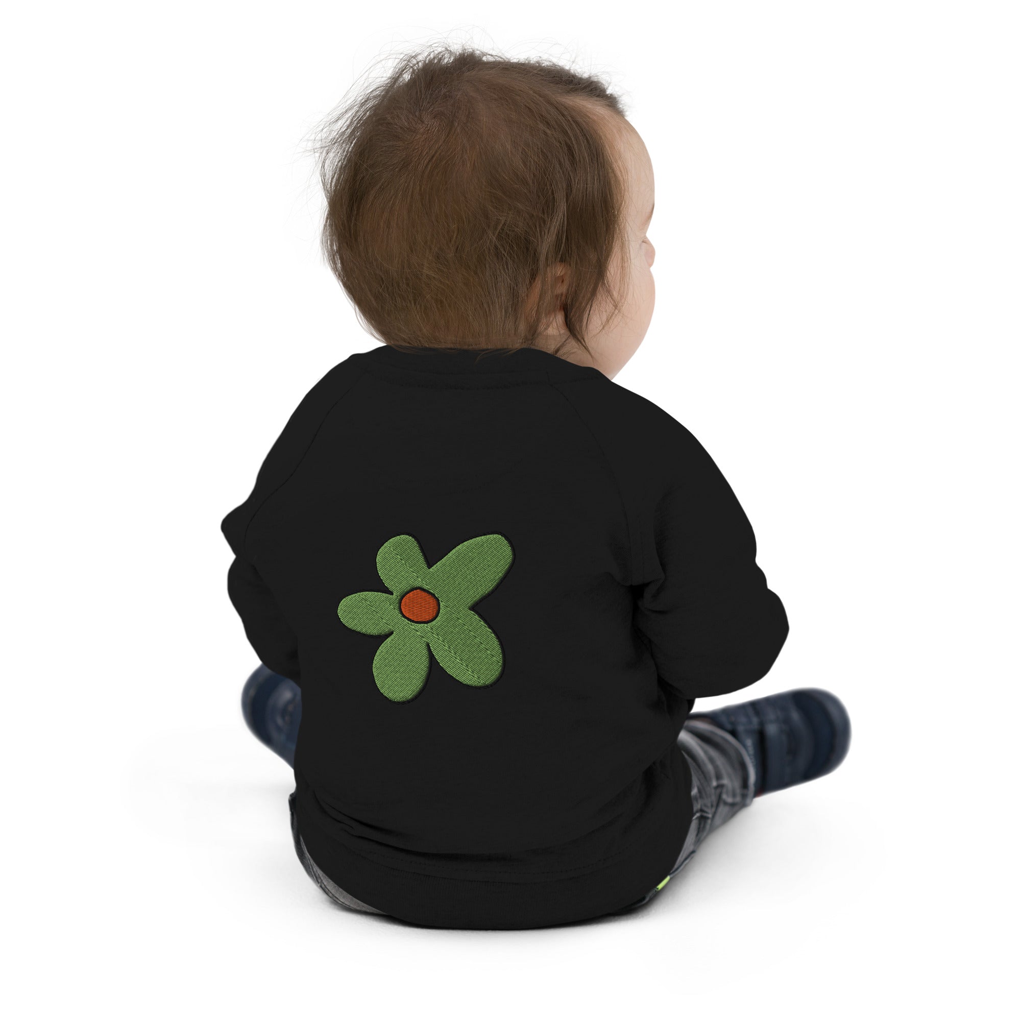 Baby Organic Bomber Jacket. -Green Flower