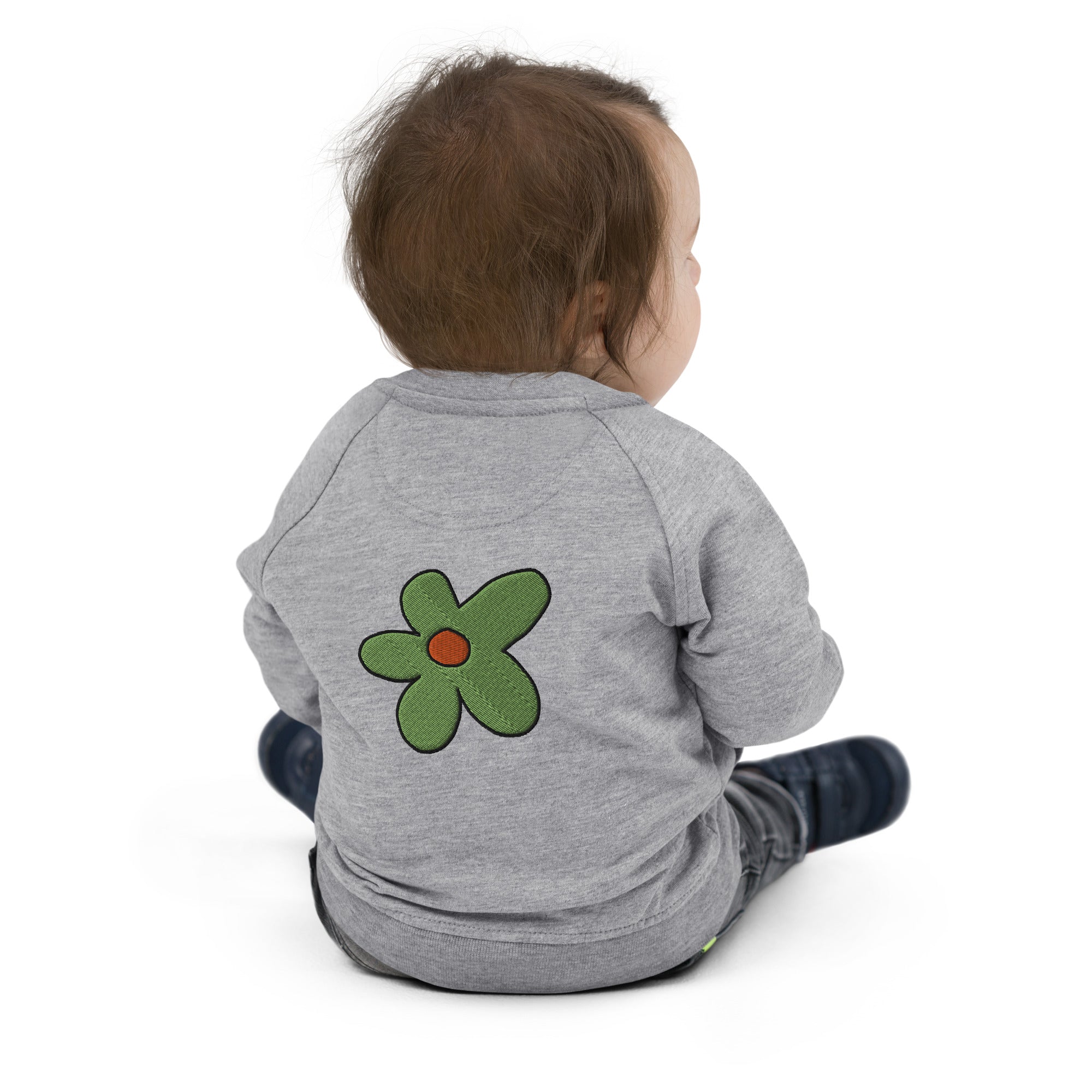 Baby Organic Bomber Jacket. -Green Flower