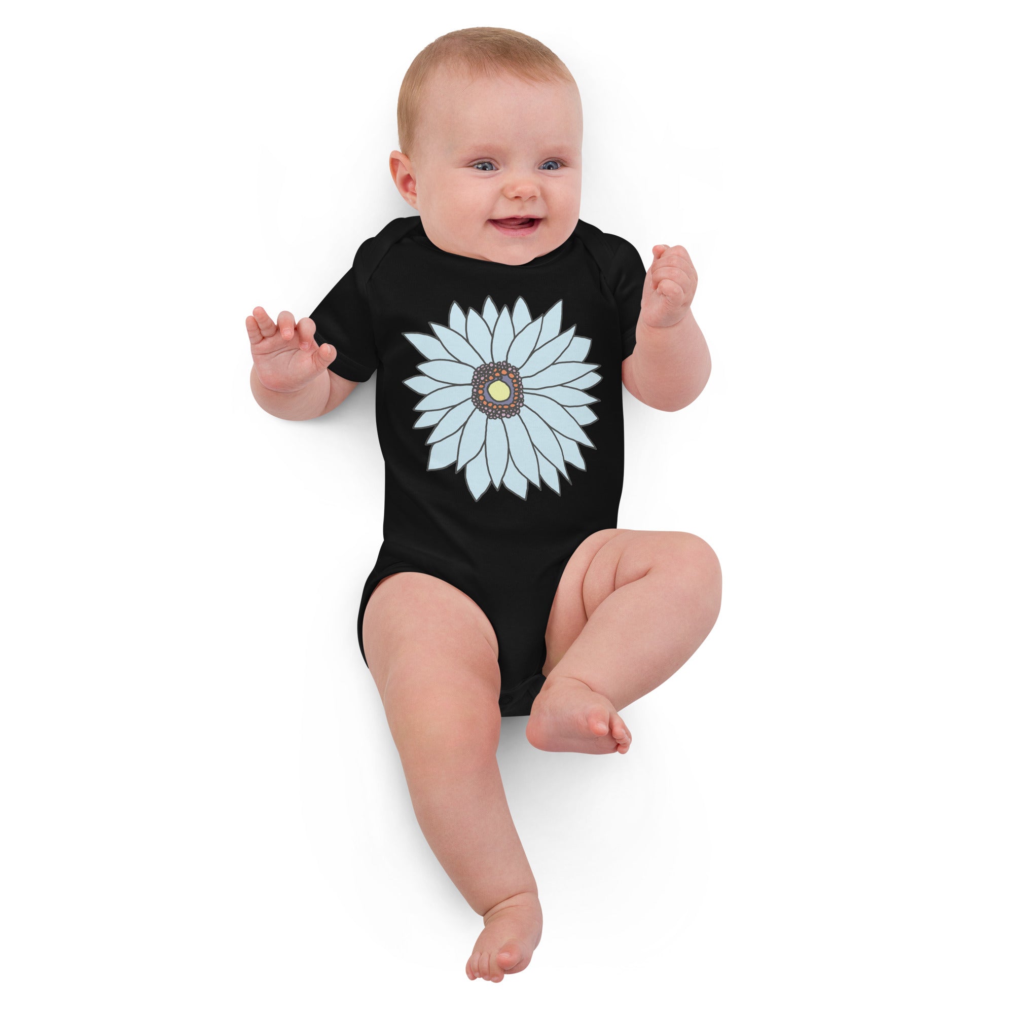 Organic cotton baby bodysuit - Soft Petals