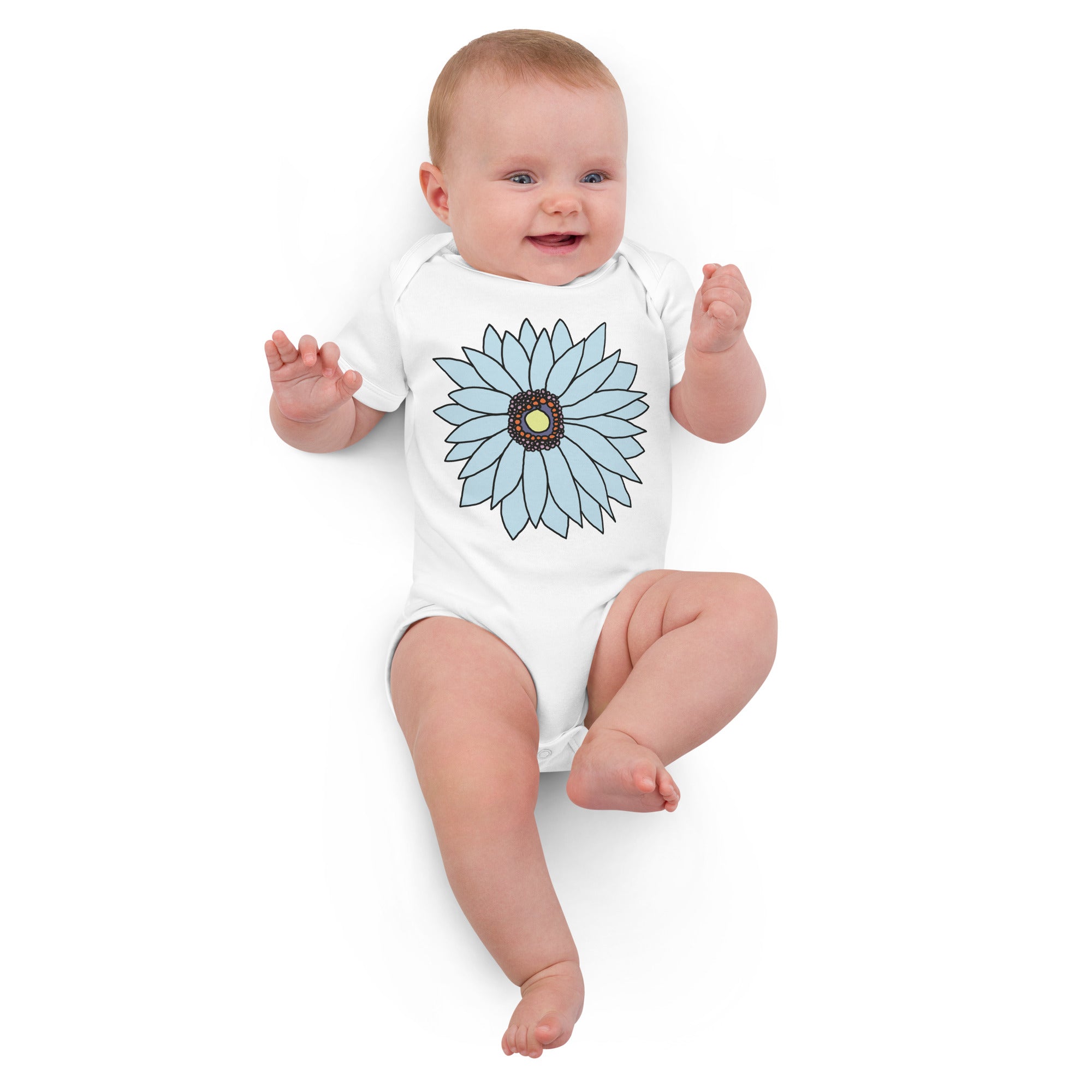 Organic cotton baby bodysuit - Soft Petals