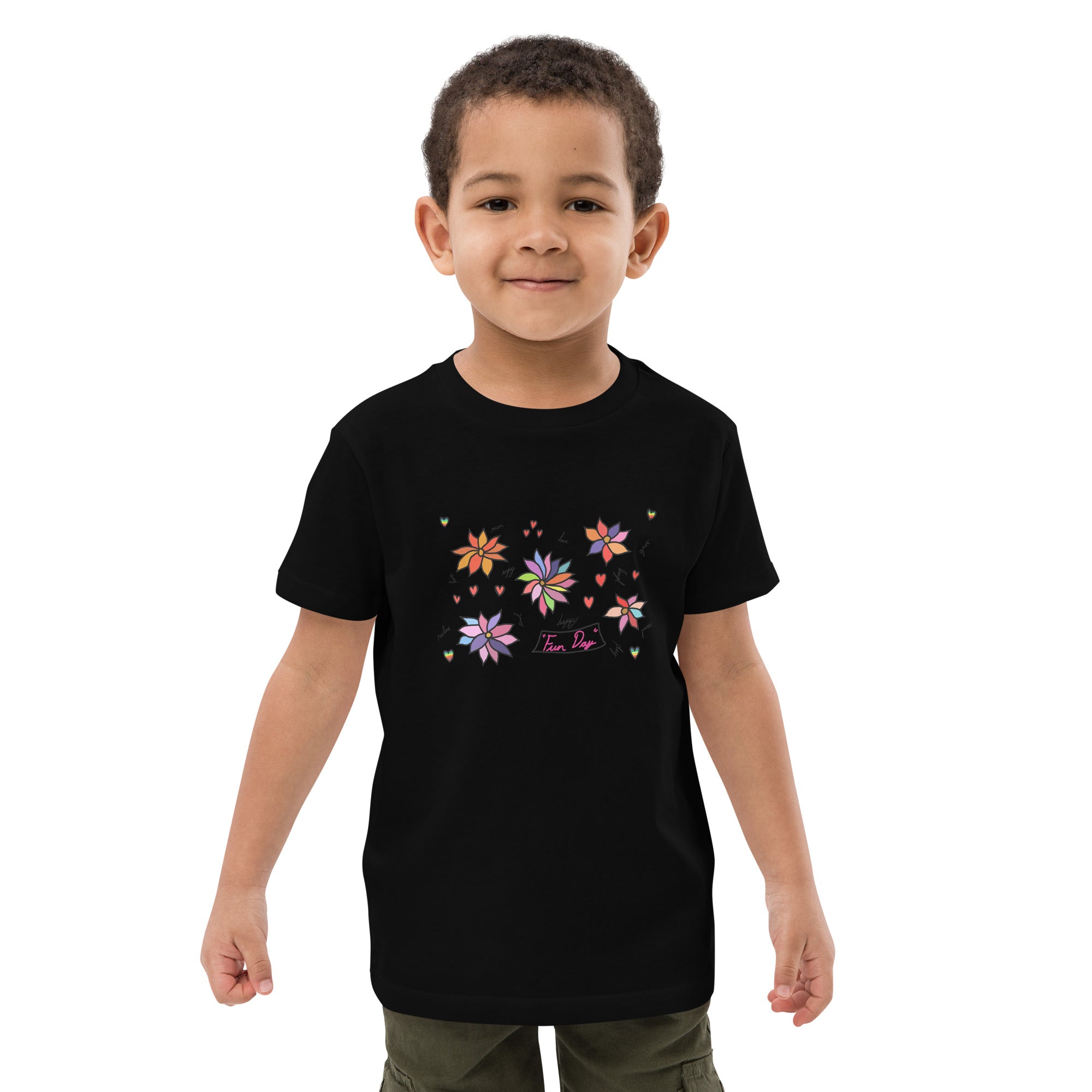 Organic cotton kids t-shirt - Fun Day Flowers