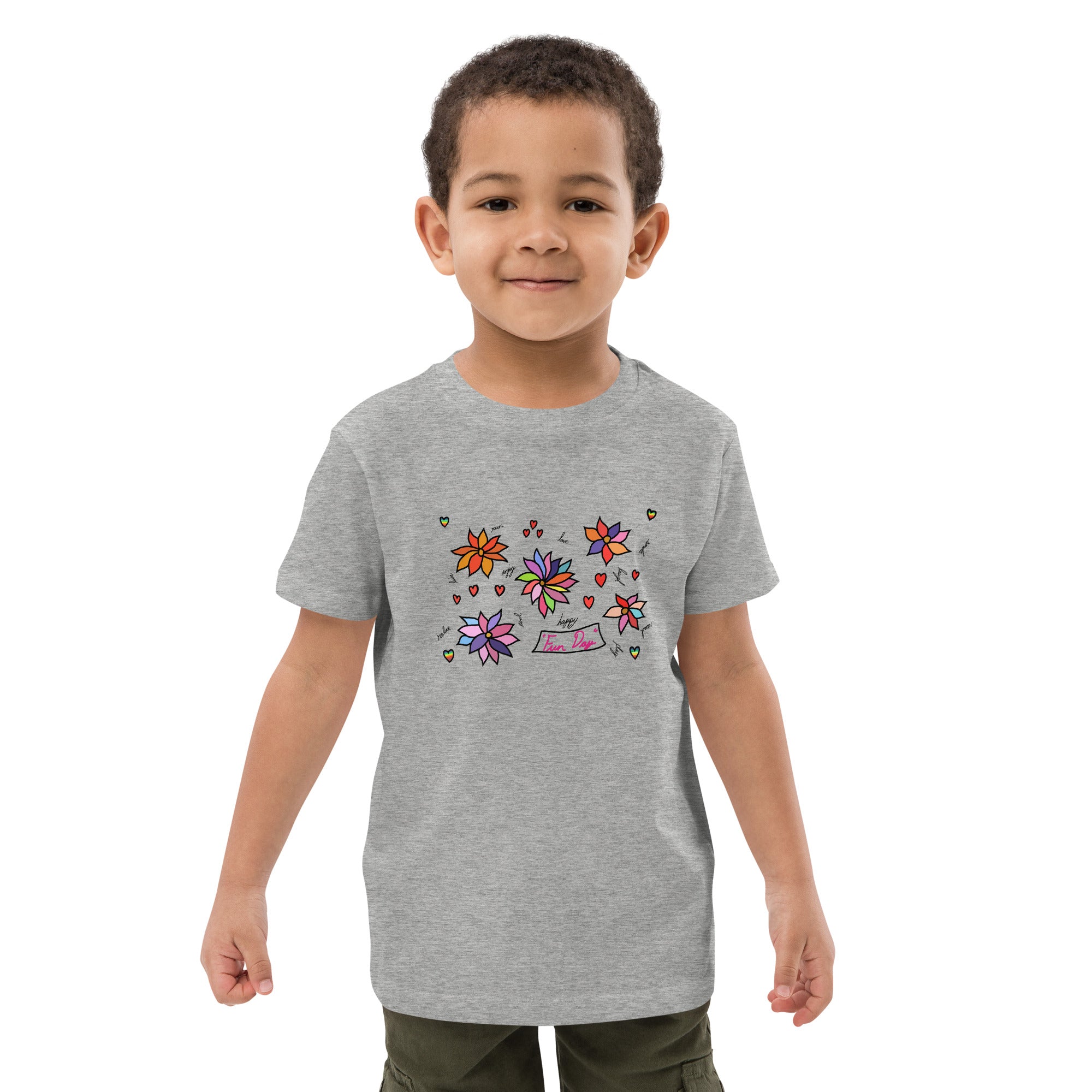 Organic cotton kids t-shirt - Fun Day Flowers