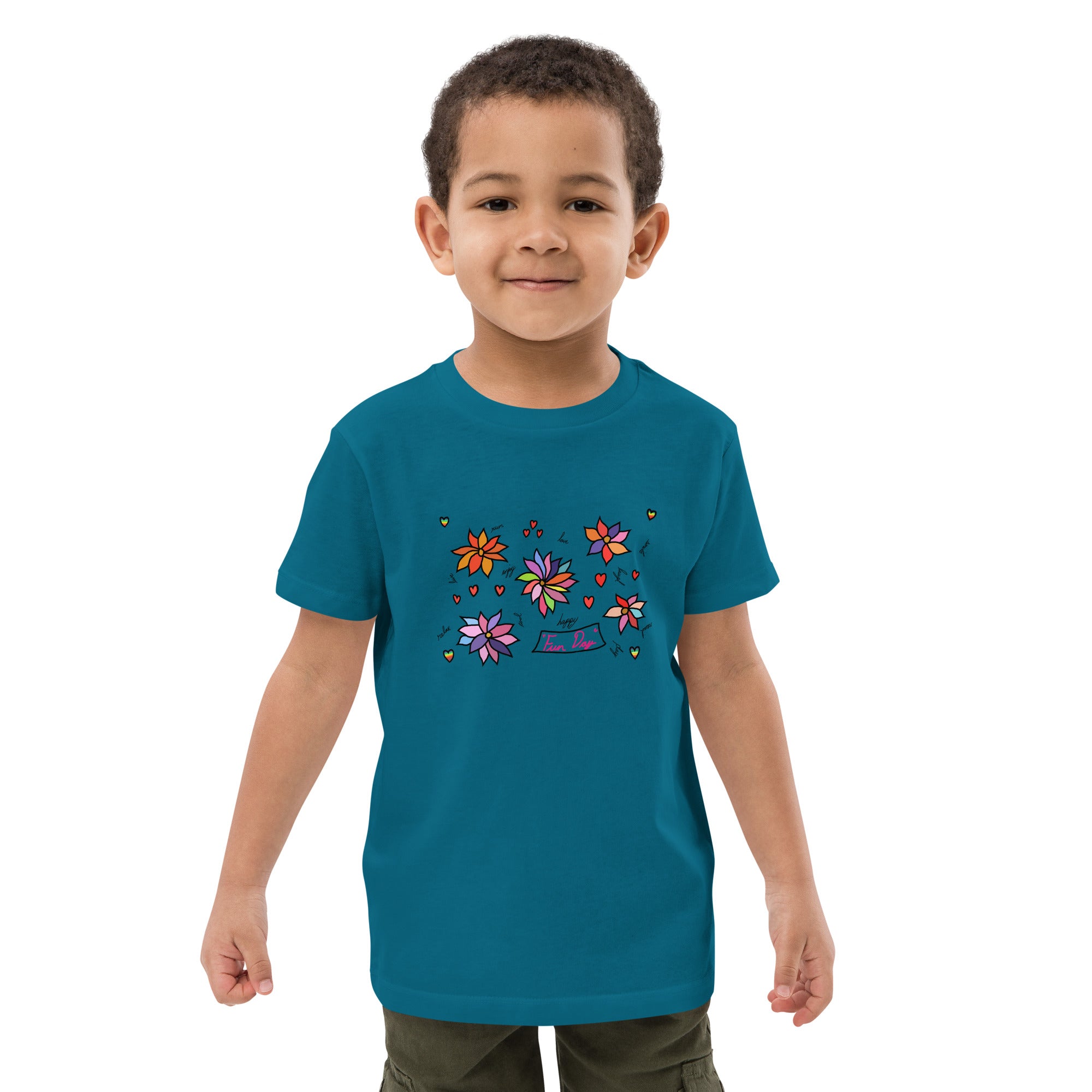 Organic cotton kids t-shirt - Fun Day Flowers