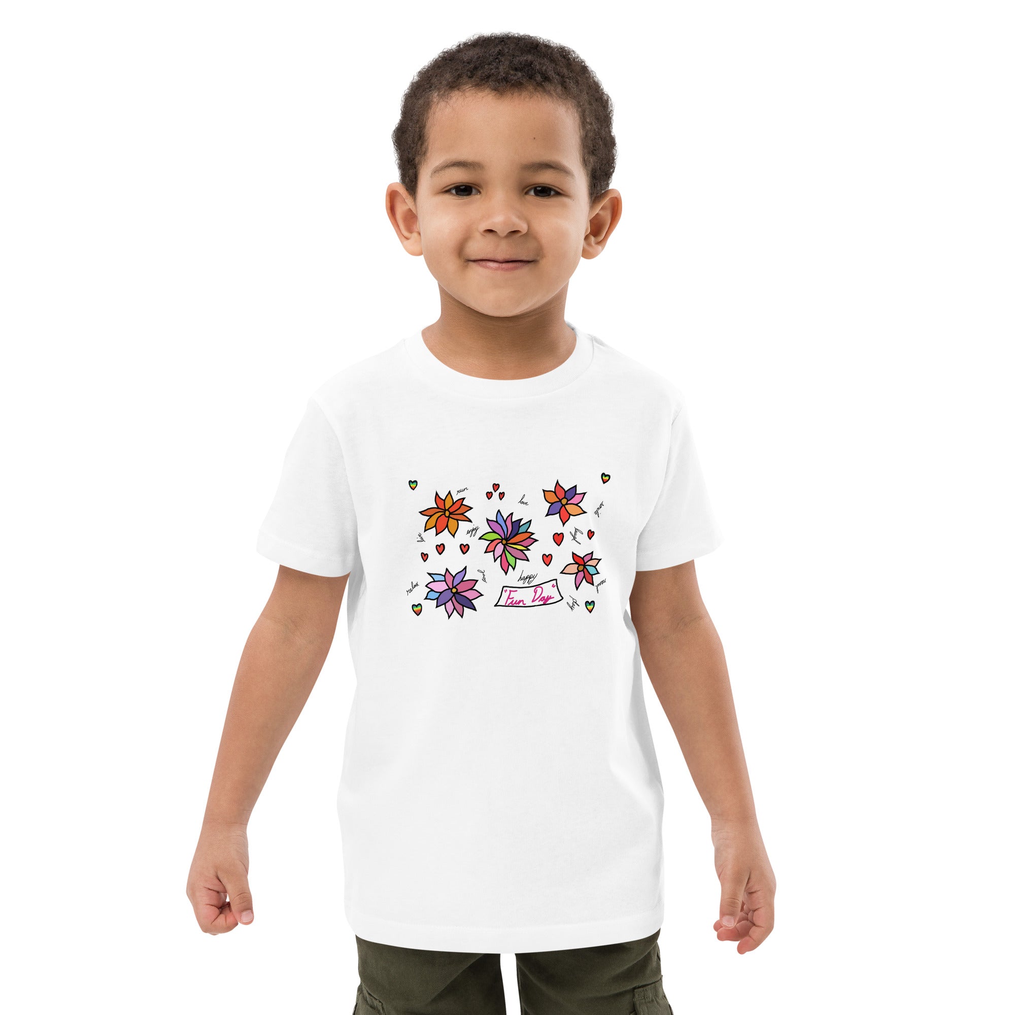 Organic cotton kids t-shirt - Fun Day Flowers