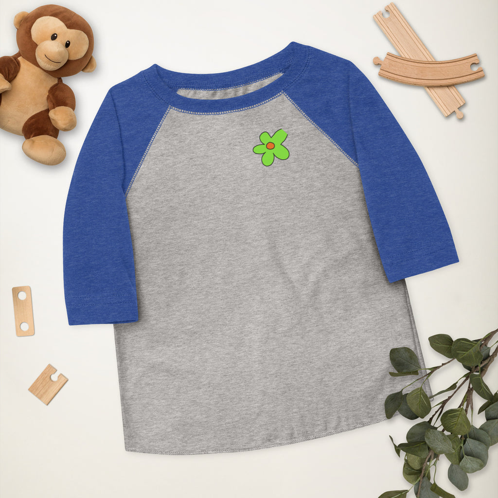 Toddler baseball shirt - Green Flower