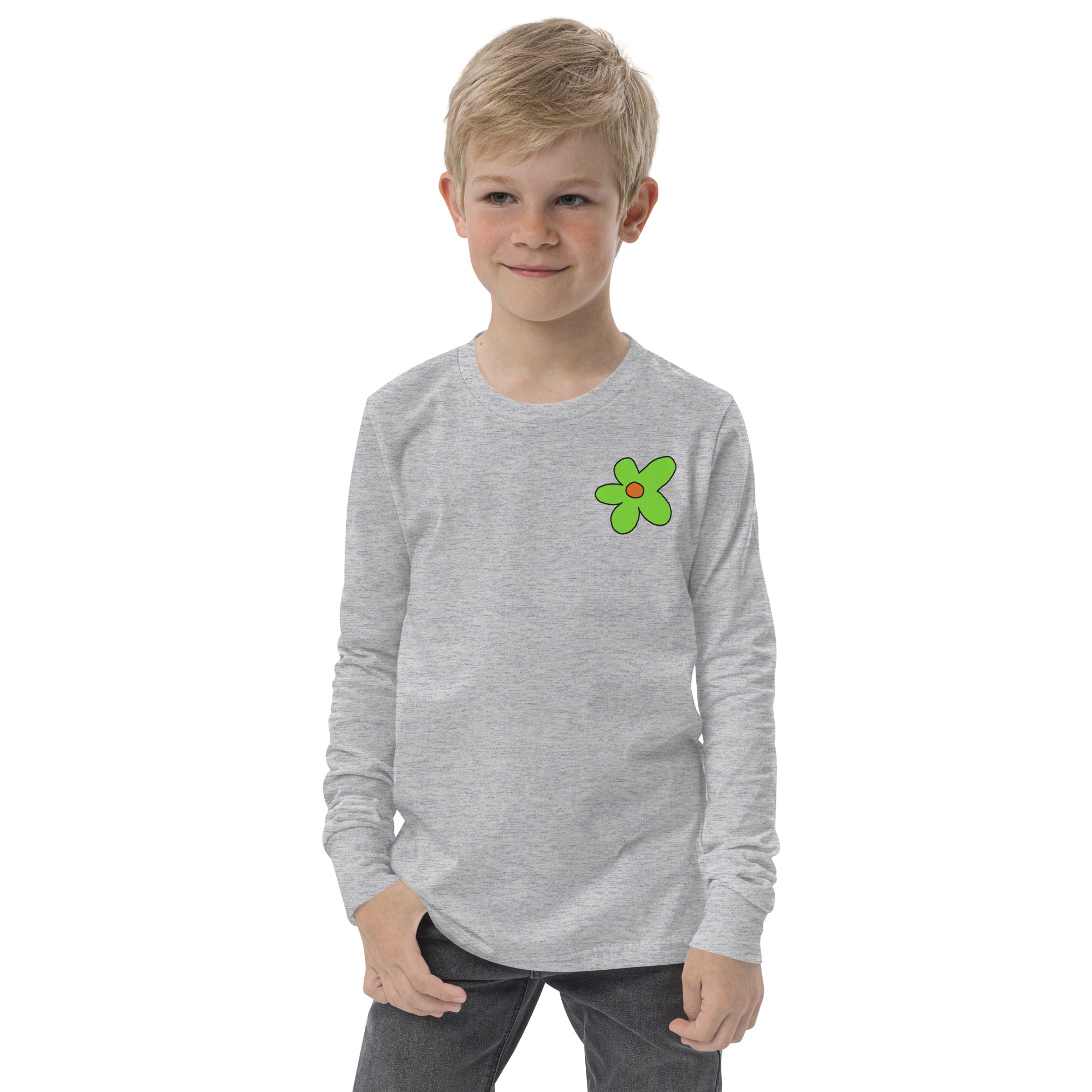 Youth long sleeve tee - Green Flower