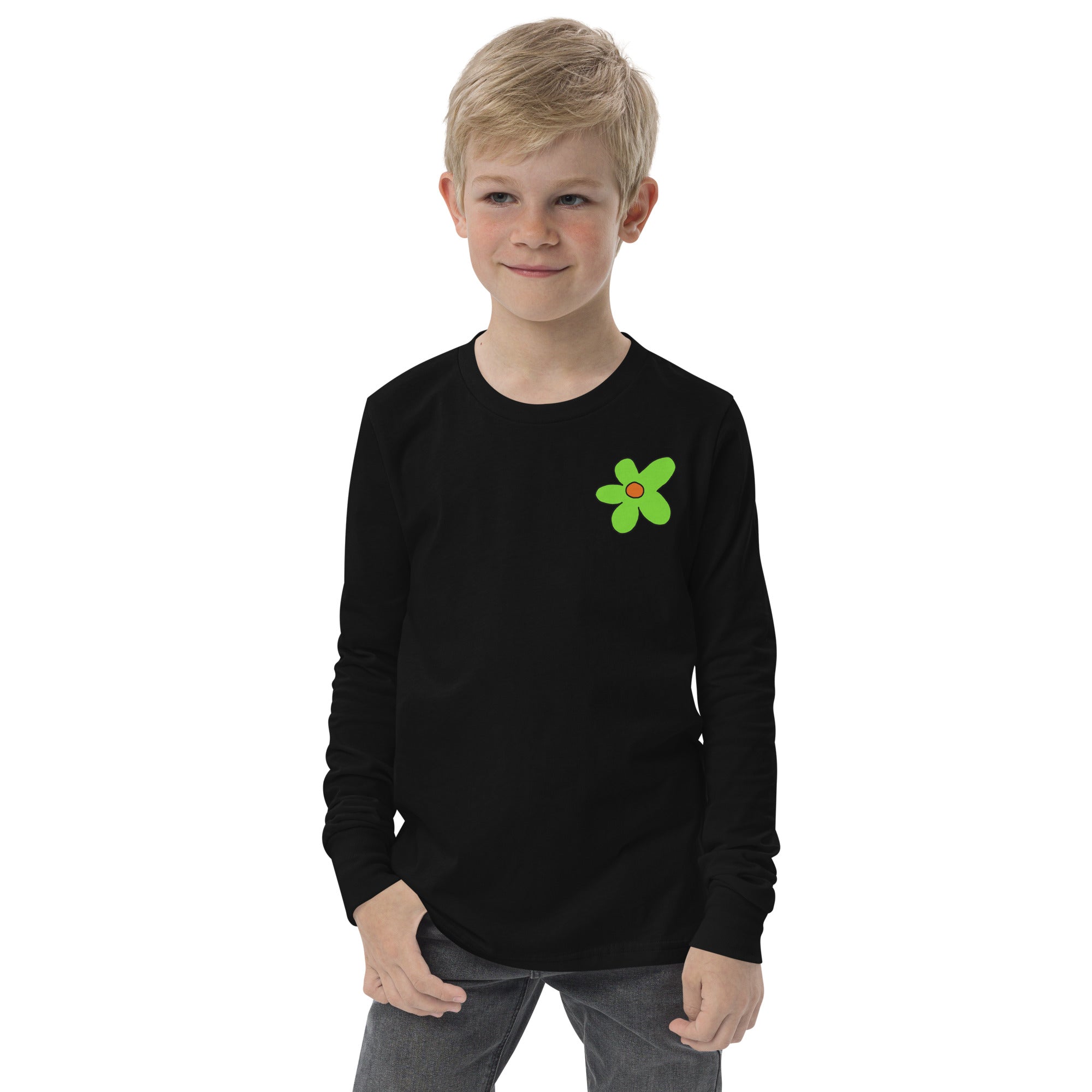 Youth long sleeve tee - Green Flower