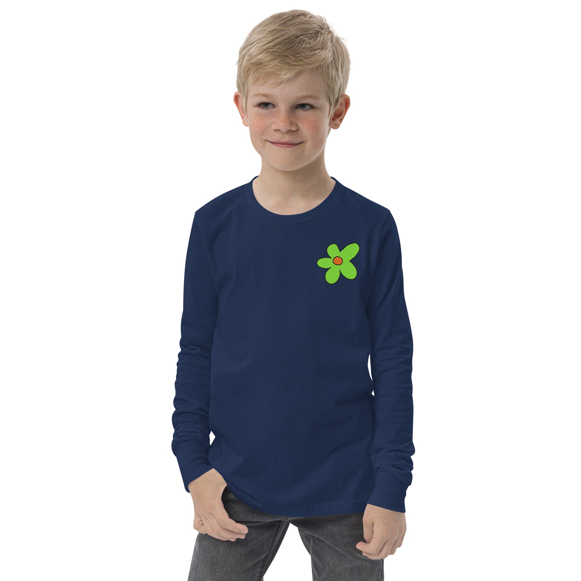 Youth long sleeve tee - Green Flower