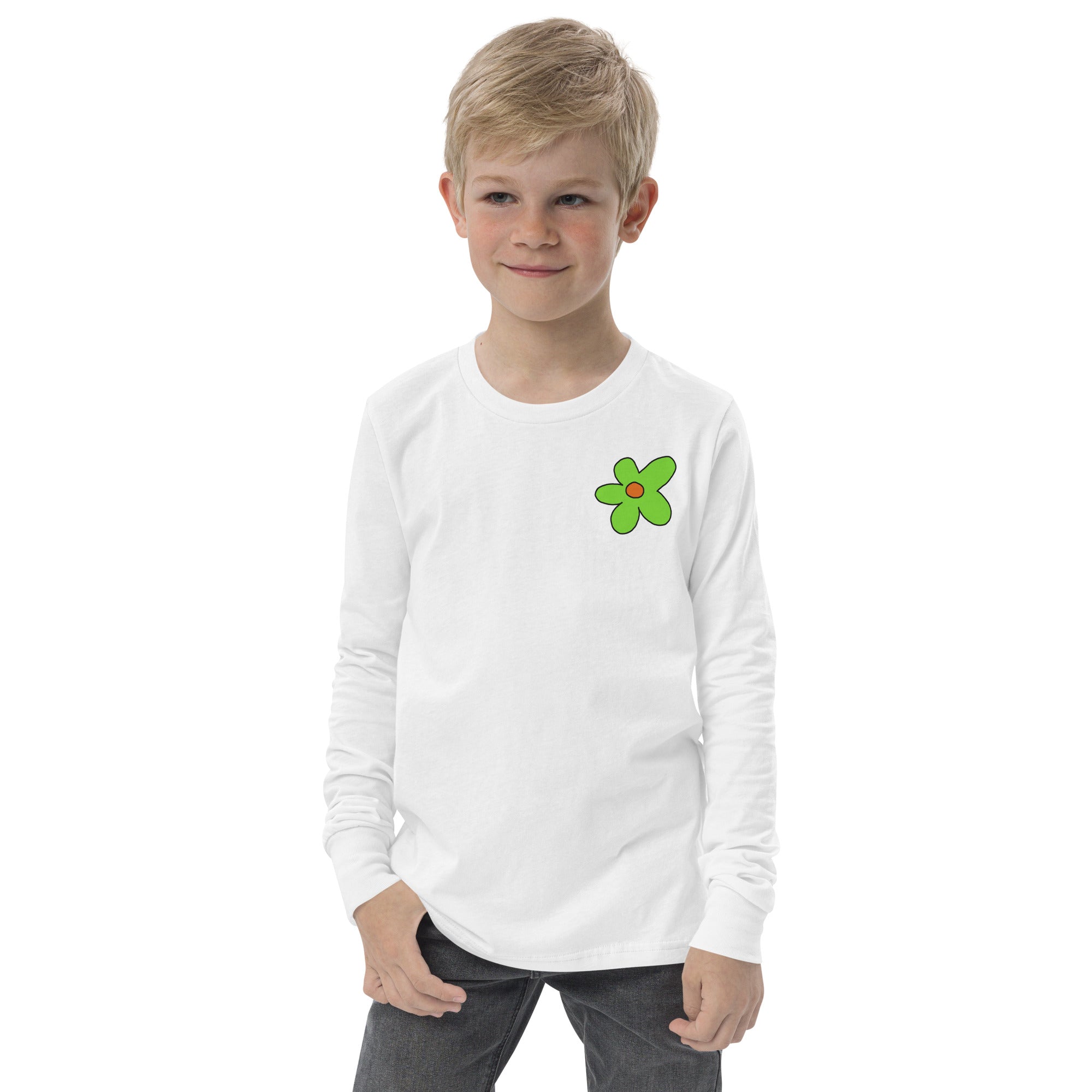 Youth long sleeve tee - Green Flower